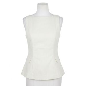 NEW LINE AND DOT adelaide cotton front pocket top in ecru